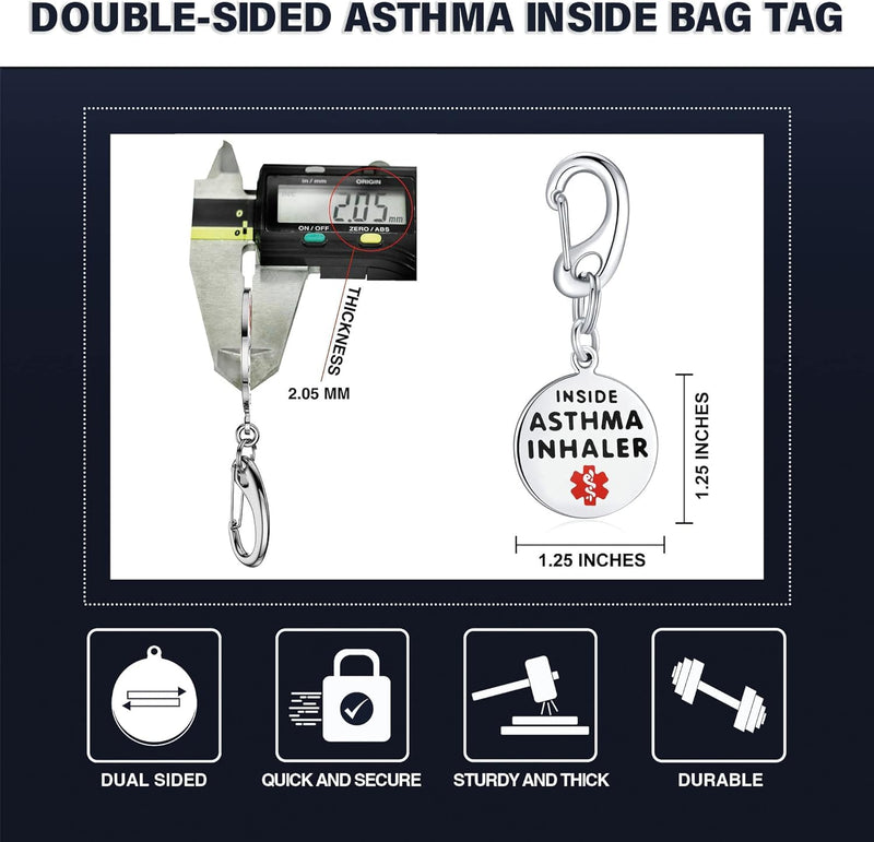 The Perfect Combo for Asthma Relief and CPAP Users: 1.25" Asthma Inhaler Inside Bag Tag and Medical Equipment Inside Bag Tag