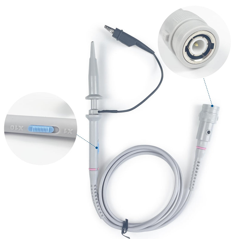 [Australia - AusPower] - OWON Universal Oscilloscope Probe Kit, 200 MHz, BNC Oscilloscope Clamp Button Head Damping Can Be Adjusted by 1x or 10x Slide Switch for Oscilloscopes Probe/200 MHz 