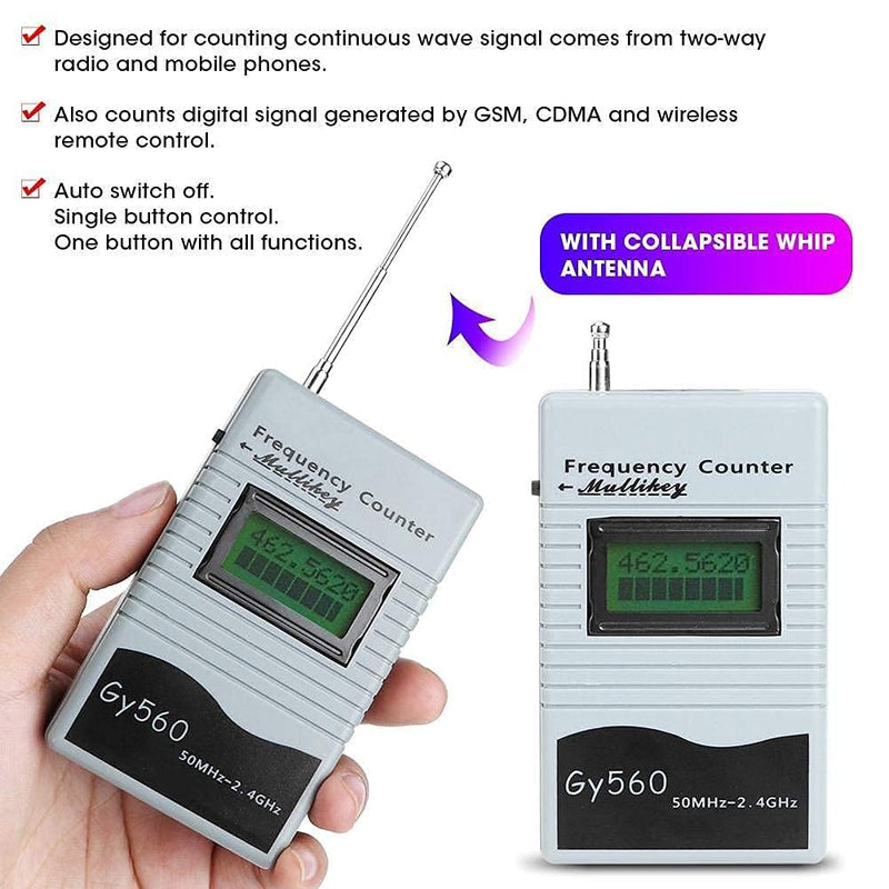 Car Frequency Counter, Car Walkie Talkie Frequency Meter, GY560 Portable 50MHz to 2.4GHz Frequency Counter Two-Way High Frequency Measuring Tool for Cars