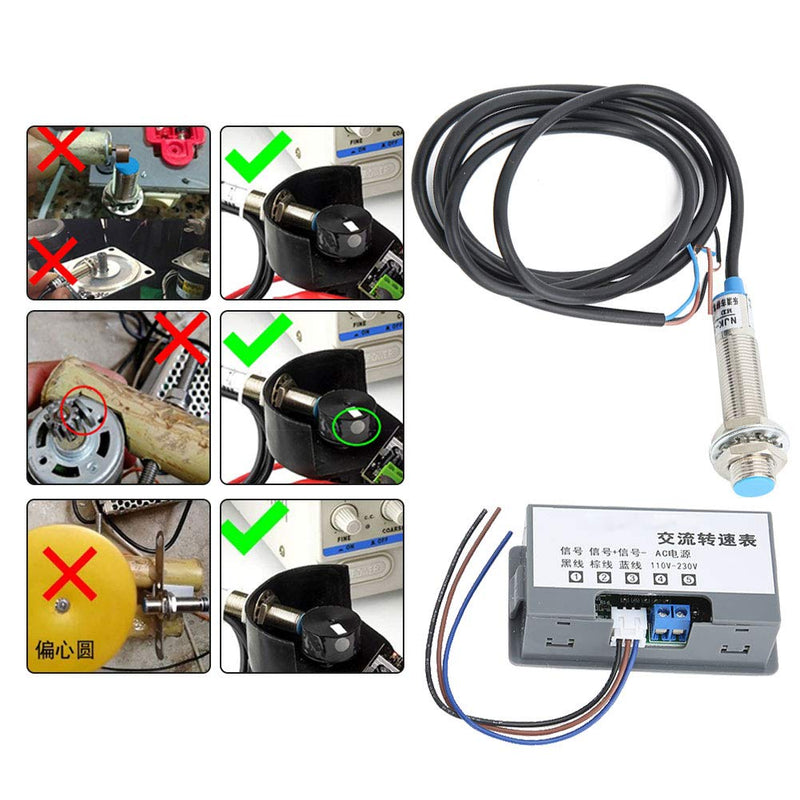 [Australia - AusPower] - Digital Speedometer, Display, High Measurement, 220V AC, Tachometer, 4 Digit Tube and Detectors, Accuracy AC220V 