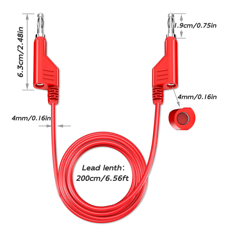 [Australia - AusPower] - Cleqee Pack of 5 Stackable Banana to Banana Plug Test Cable Soft Electrical Test Cable Wire 6.56 ft/2 m for Multimeter 1000 V 15 A Five colours 5 Stück 2m 