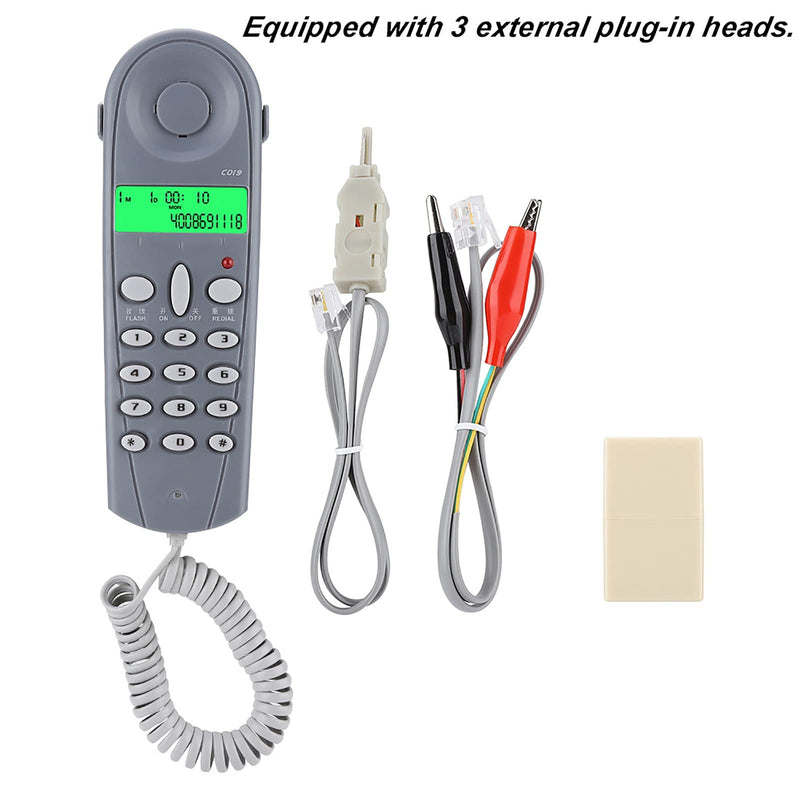 [Australia - AusPower] - C019 Telephone Phone Line Network Cable Tester Butt Tester Lineman Tool Cable Set, Phone Tester with Connectors and Joiner Support DTMF Dual Caller ID, Blue 