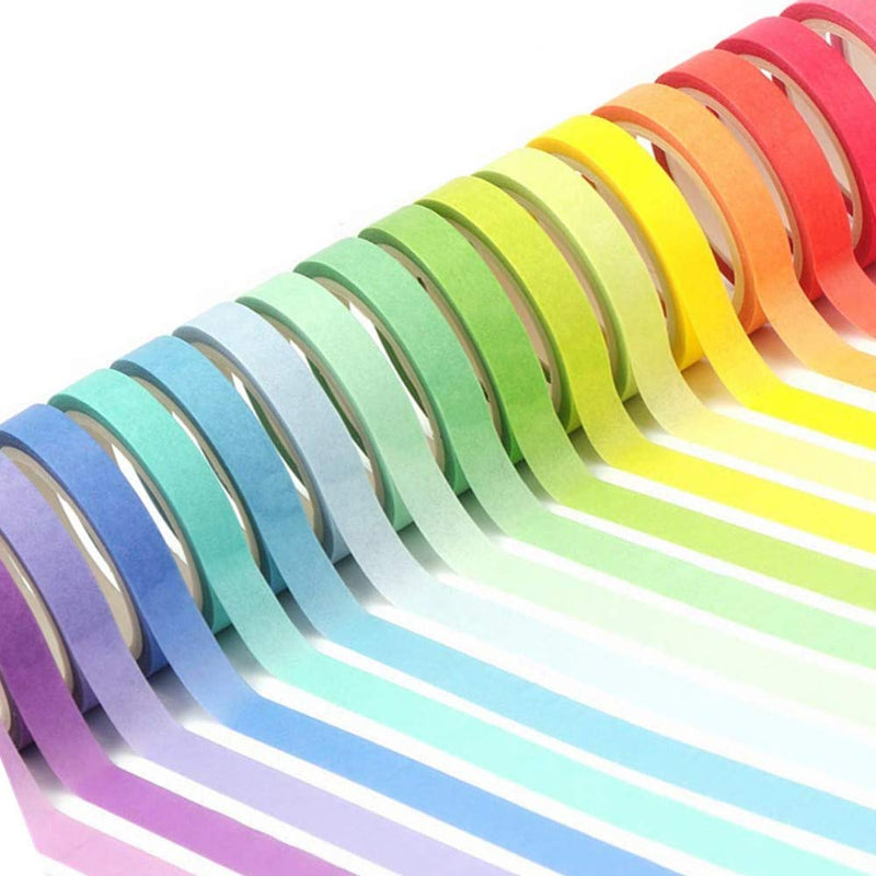 VIVIQUEN Washi Tape Set 40 Rolls Masking Tape Pack Colorful Decorative Thin Tapes Fit DIY Scrapbooking Crafts Gift Wrapping Tapes(5MM and 3MM Wide)