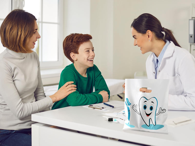 [Australia - AusPower] - 100 Pcs Dental Bags, Tooth Patient Care Dental Bags, 9 x 8 Inches dental goodie bags, for Dental Clinics, Schools and Patient use (Style 5) Style 3 
