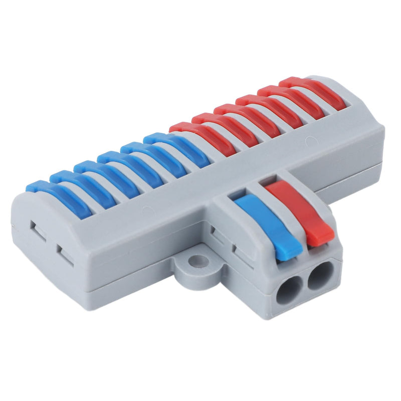 [Australia - AusPower] - 6Pcs 2 in 12 Out Compact Wire Connector Electrical Lever Wire Connectors Splicing Wires Connectors Rail and Screw Mounting 