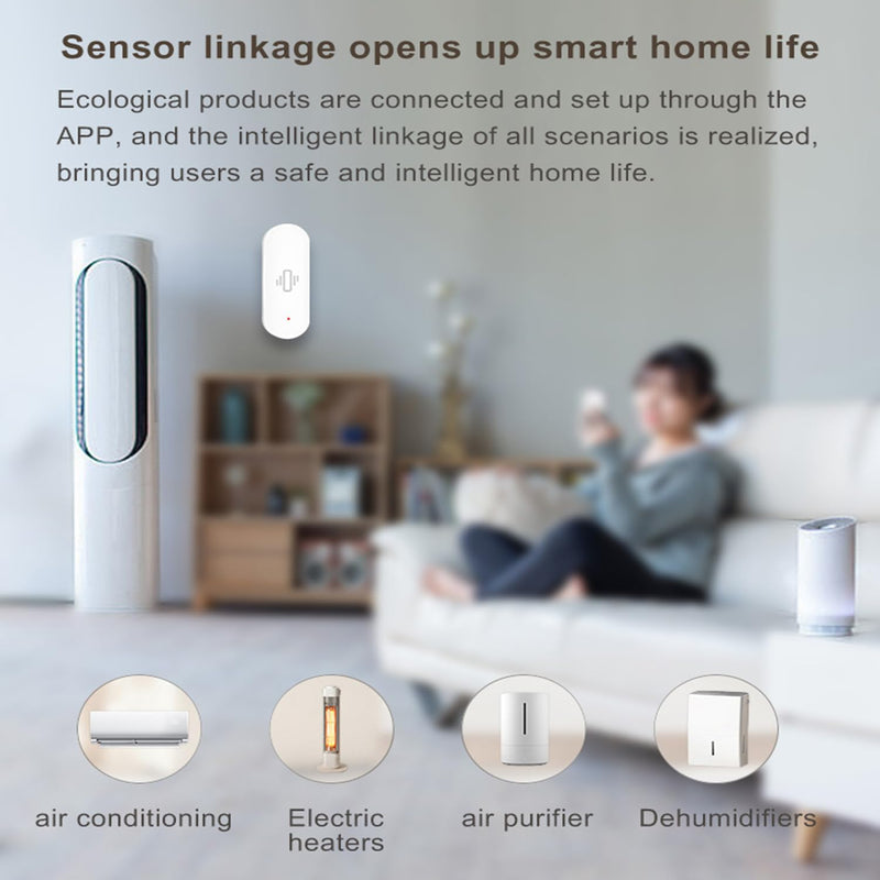 [Australia - AusPower] - WiFi Vibration Sensor: Smart Door Window Sensor with App Alerts, Wireless Glass Break Detector, Adjustable Sensitivity, Compatible with Alexa Google Home (2Pack) 2-Pack 