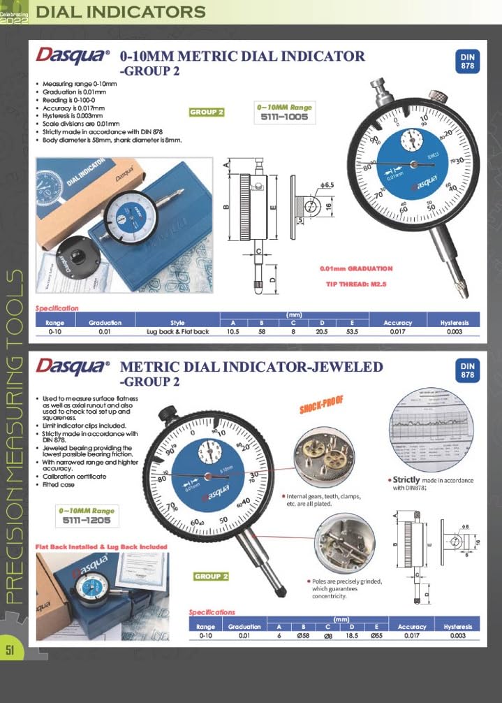 [Australia - AusPower] - HHIP 4400-0036 2" Large Face Travel Indicator, 0-2" Range, 0.001" Graduation 