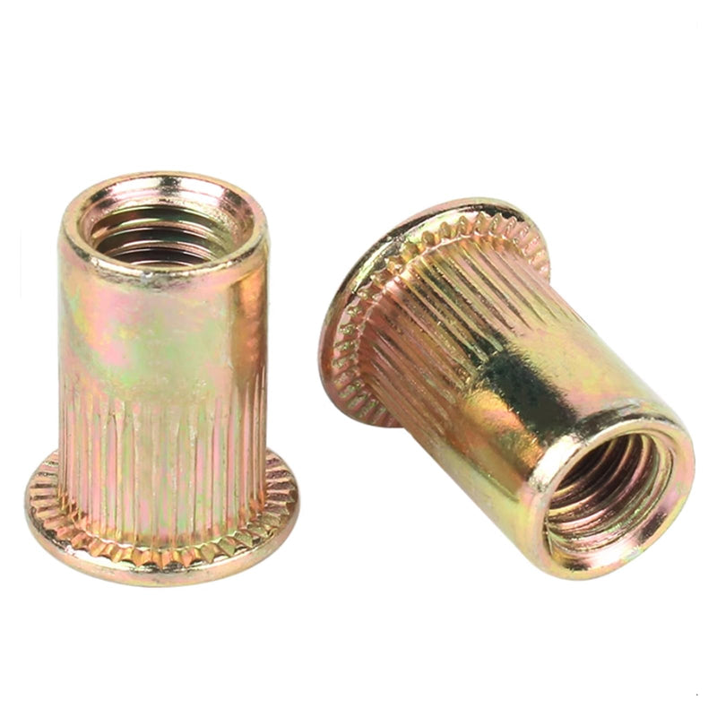 [Australia - AusPower] - #10-32 Rivet Nuts Zinc Plated Carbon Steel Threaded Insert Nut Nutsert Rivnuts, 100Pcs #10-32 Yellow 