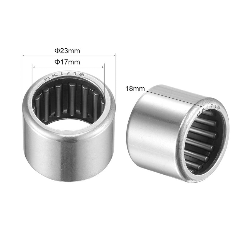 [Australia - AusPower] - uxcell HK1718 Needle Roller Bearings 17mm Bore 23mm OD 17.8mm Width Chrome Steel Open End 5pcs 17x23x18mm 