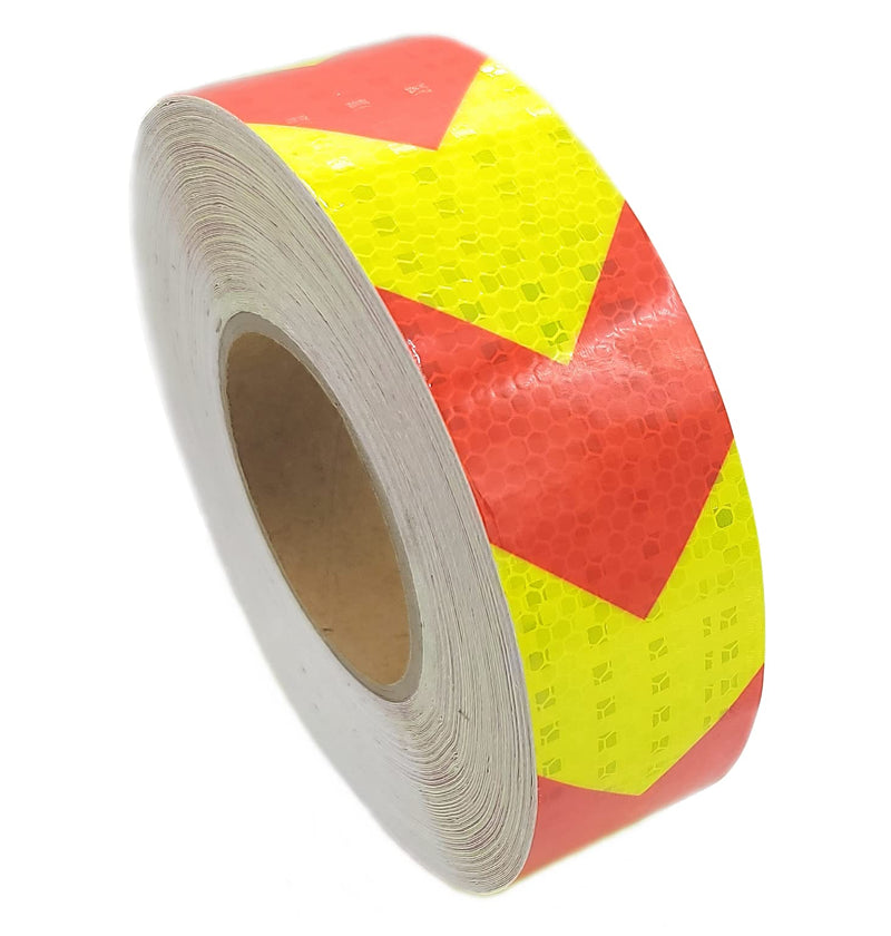Reflective Tape with Extra Strong Adhesive. High Visibility - Red & Yellow Arrows, Industrial Heavy Duty Marking Tape. Waterproof Reflective Outdoor Safety Tape (2" x 150 FT)
