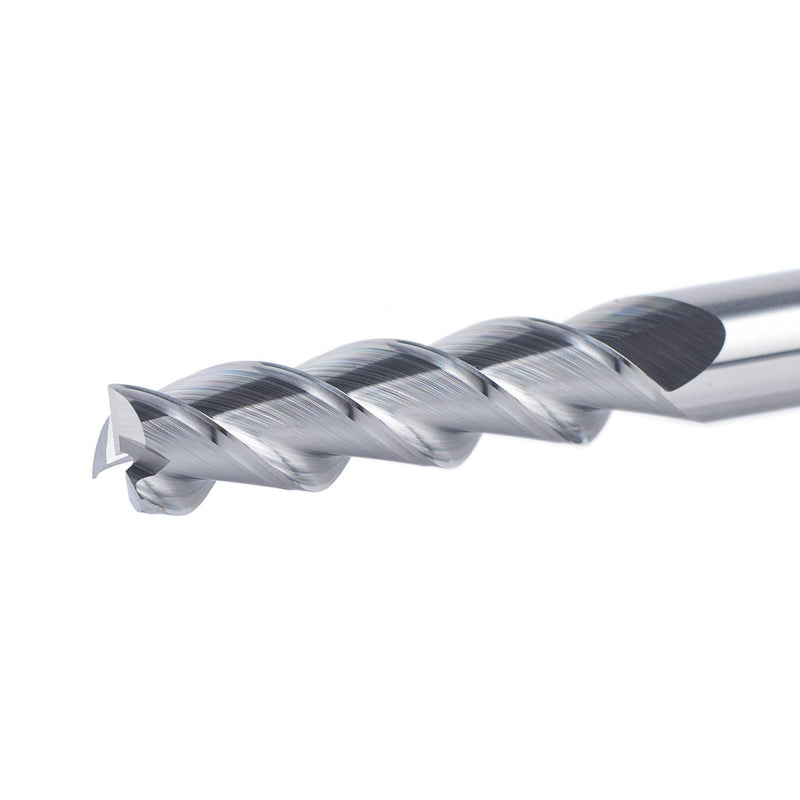 SpeTool 3 Flute Carbide End Mill for Aluminum Cut Non-Ferrous Metal Upcut CNC Spiral Router Bit, 3/8In Shank, Extra Long 3.5 Inch