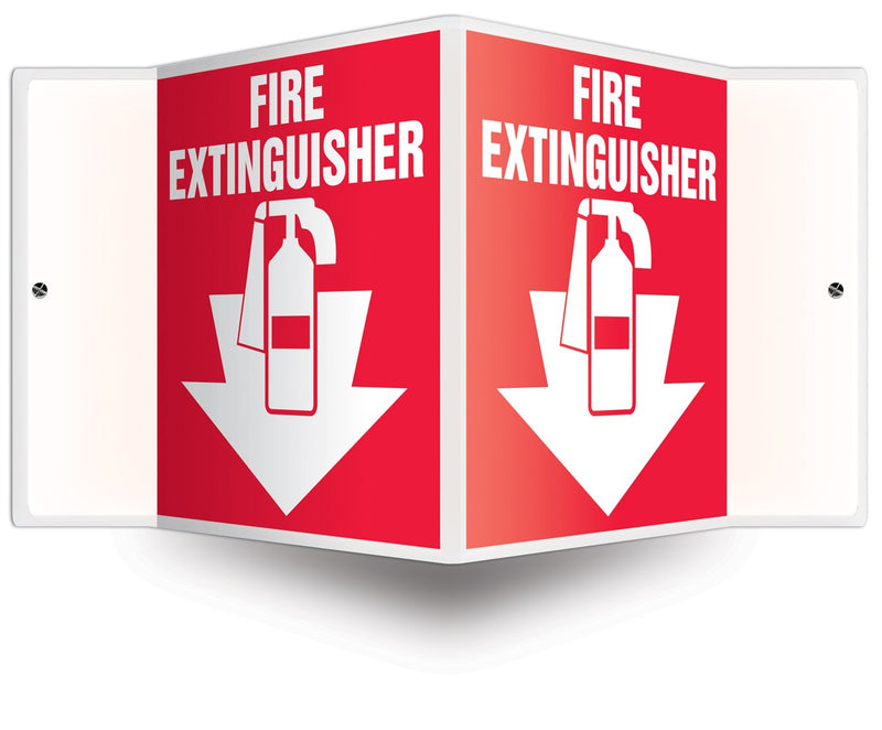 Accuform Fire Extinguisher 3D Projection Sign, 6"x5" High-Impact Plastic with Pre-Drilled Mounting Holes, Made in USA, PSP113