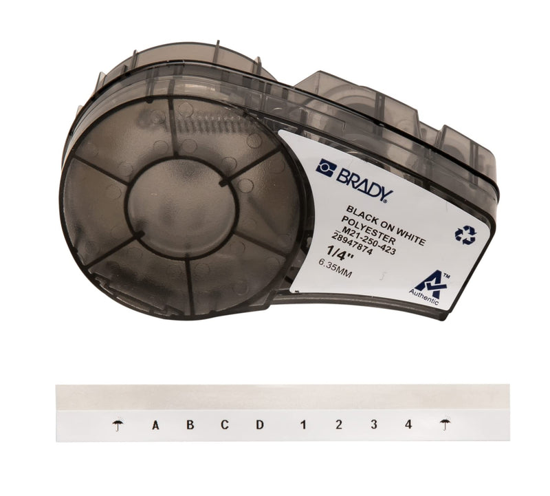 Brady Authentic (M21-750-499) Multi-Purpose Nylon Label for General Identification, Wire Marking, and Laboratory Labeling, Black on White material (M21-250-423) White Harsh Environment Polyester Label M21-750-499 Label Tape + Polyester Label