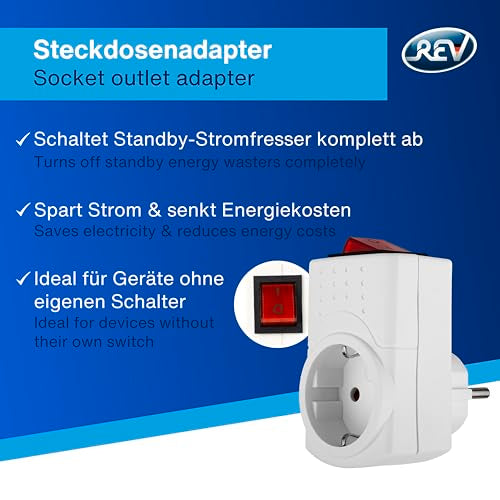 REV Socket Adaptor – Switchable Socket, Transition Plug, 3500 W, White White 1