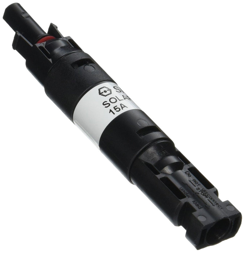 [Australia - AusPower] - Renogy 15A Male and Female Connector Waterproof in-Line Fuse Holder w/Fuse, Black 15 A (Pack of 1) 
