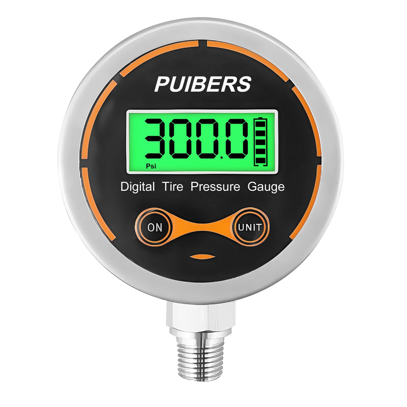 [Australia - AusPower] - 300 Psi Digital Water Pressure Gauge 1/4 NPT Lower Mount，Media Water, Air or Oil Pressure Gauge 304 Stainless ±0.25% Accuracy,Suitable for Home Water Pipe, HVAC,Air Pressure Measuring 300 PSI 