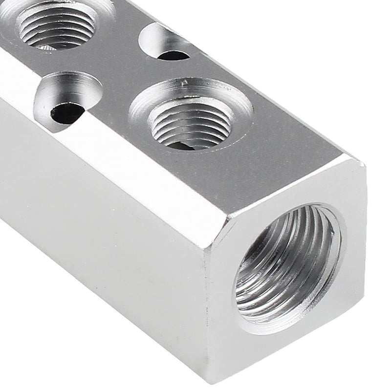 [Australia - AusPower] - 5 Way Pneumatic Manifold Air Distribution Block, G1/2 Supply Port, G1/4-Inch Output Port,Pneumatic Air Compressor Manifold Fitting，Aluminum Alloy，Medium Flow （30x30mm） 5 Way 7 Port 30x30mm 