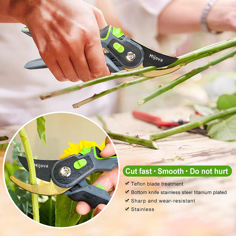 Professional Garden Shears & Clippers – Sharp Pruning Shears for Flowers, Twigs, Roses, Grape Vines, Trees & Bonsai | Heavy-Duty Hand Scissors, Secateurs & Trimmers | Perfect Gardening Gift (green) Green