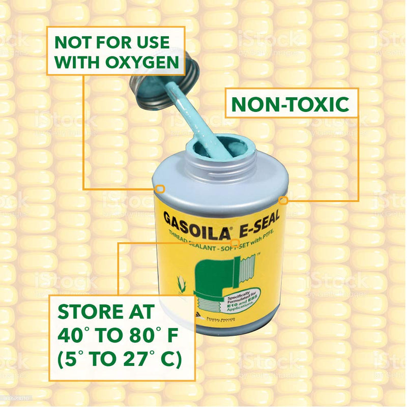 [Australia - AusPower] - Gasoila - GE04 E-Seal Pipe Thread Sealant with PTFE Paste, Non-Hardening, -100 to 600 Degree F, 1/4 Pint Brush 