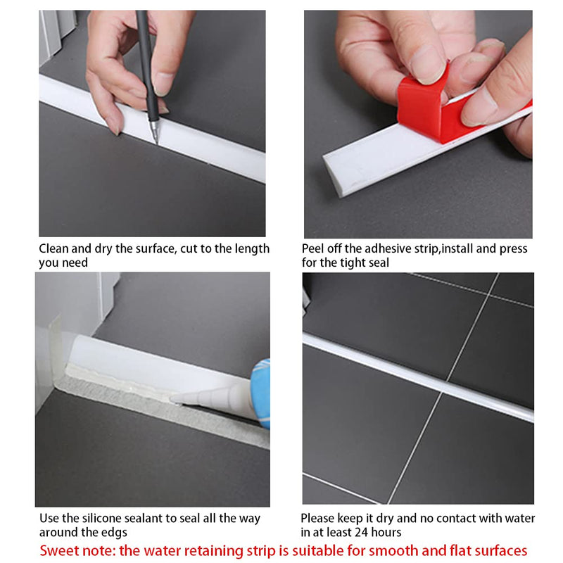 118"Shower Threshold Water Dam Barrier,Shower Dam Water Stopper for Frameless Shower Door Bottom,Silicone Sink Splash Guard for Kitchen Bathroom,Corner Shower Water Guard for Bathtub,Transparent 118 Inch Transparent