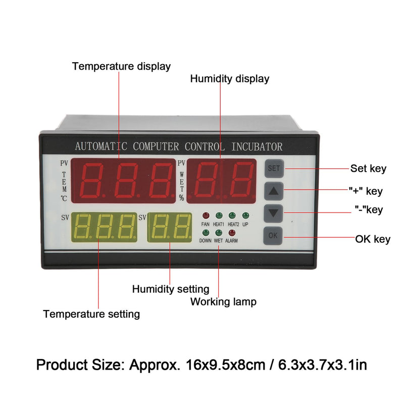 [Australia - AusPower] - Egg Incubator Temperature Controller Thermostat, 110V Automatic Control System Egg Incubator Temperature Humidity Sensor Controller 