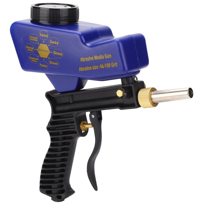 [Australia - AusPower] - Handheld Sandblaster, 70-150 PSI 6000RPM Portable Gravity Feed Sandblaster Gun Air Sandblasting Machine Sandblasting Machine Sandblasting Gun Tool Kit with Air Pipe Plug Blue 