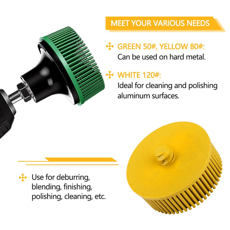 9 Pack 2 Inch Bristle Disc Grit 50# 80# 120# Attachment Abrasive Coating Removal Disc for Metal (9, 2 inch) 9