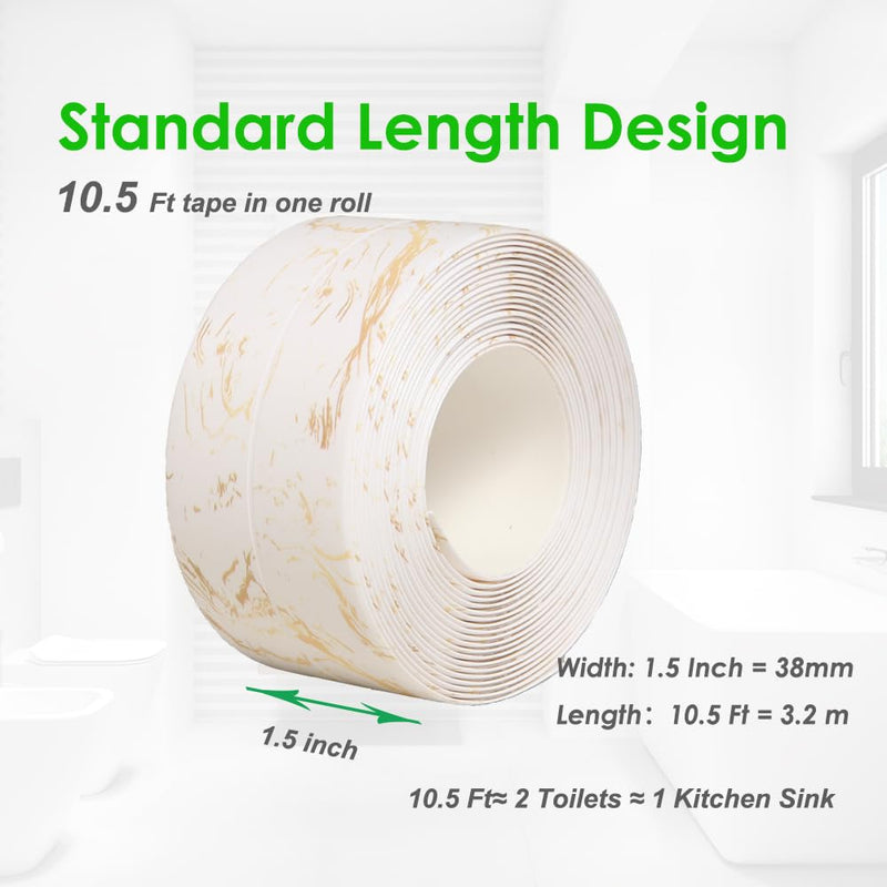 [Australia - AusPower] - Kitchen & Bath Tape Caulk Strip PVC Self Adhesive Waterproof Caulking Sealing Tape, Decorative Sealant Trim for Kitchen Sink Toilet Bathroom Shower and Bathtub (GoldCrack3.2M) GoldCrack3.2M 
