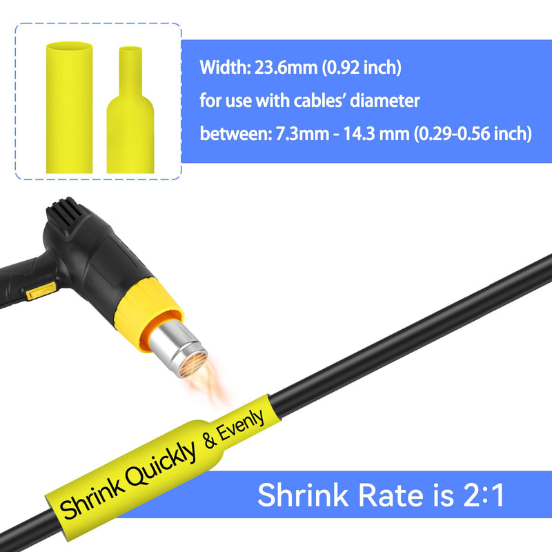 4 Pack Compatible for P-Touch Heat Shrink HSe-651 HSe651 HS651 HS651 23.6mm 0.92 Wire Cable Tube Label Tubing Tape Black on Yellow for PT Ptouch PT-300 H500 E500 E550W D600 P710BT P750W Label Printer 23.6mm(0.92inch)