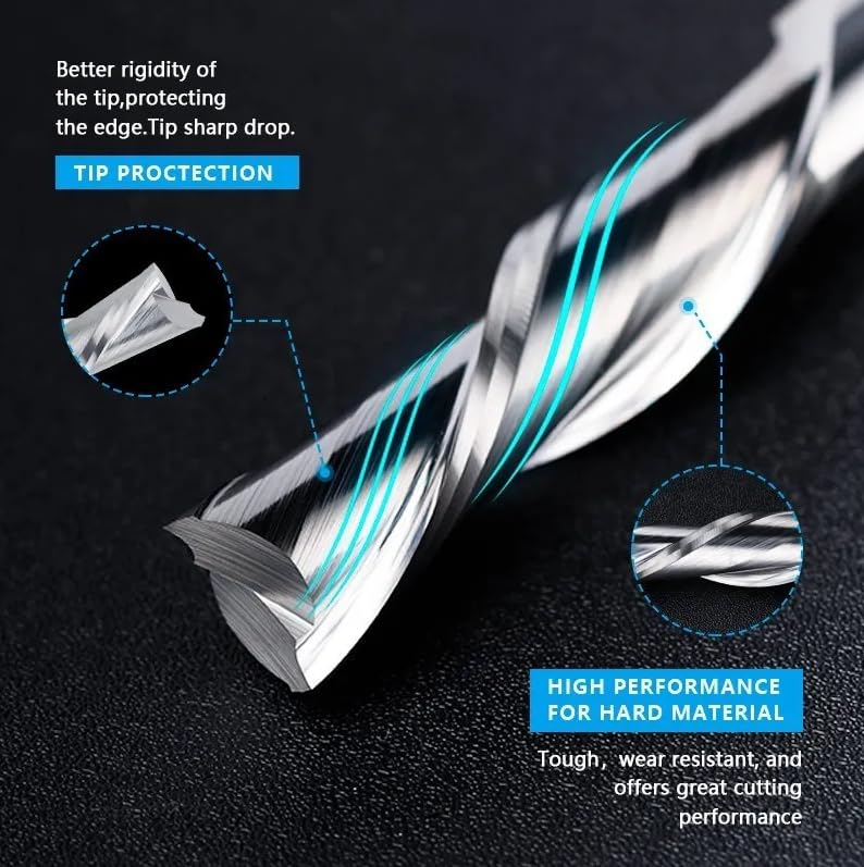 [Australia - AusPower] - TICFOX Pack of 10 Single Flute End Mill, Single End Mill Flute Carbide CNC Cutter 4 mm Shank for Wood Aluminium Steel PCB PVC Circuit Boards Acrylic Carbon Fibre 