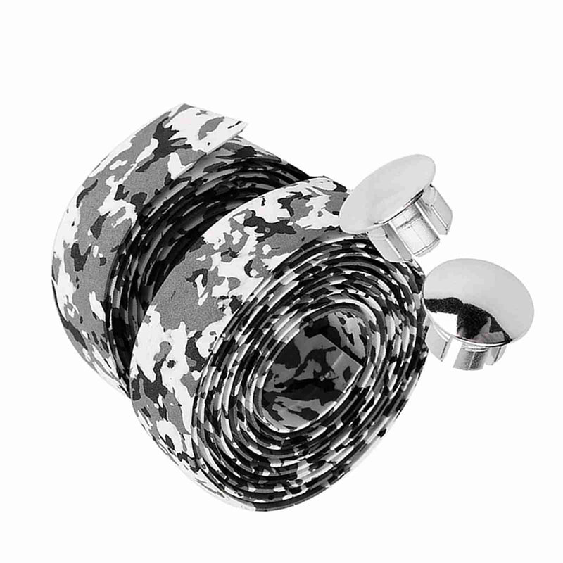 Tbest Handlebar Tape Reflective Grip Wrap Tape + 2 Bar Plugs for Mountain Road Bike (Pack of 2) Black+White