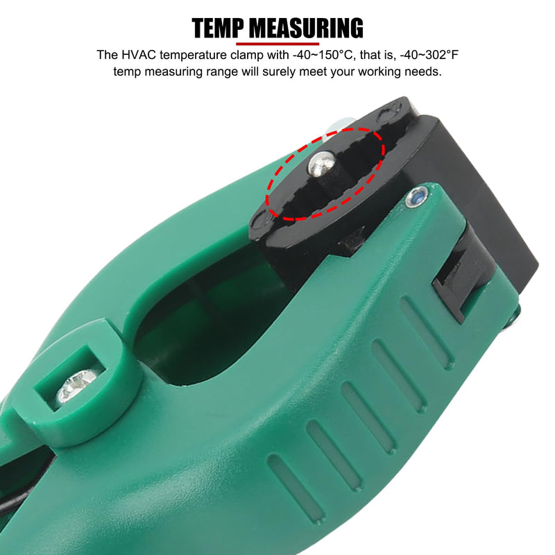 [Australia - AusPower] - EVTSCAN Type K HVAC Temperature Pipe Clamp, Up to 25mm Clamp Jaw Opening, -40°C to 150°C, 1.5 Meter Cable with 4-Pin Connector, for Digital Multimeters, Clamp Meters, and Thermometers 