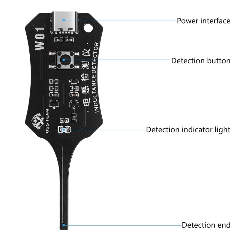 Inductance Tester W01 Inductor Detectors, Circuit Board Module with USB C Connection and Push Button for Electronics Diagnostics Coil Testing