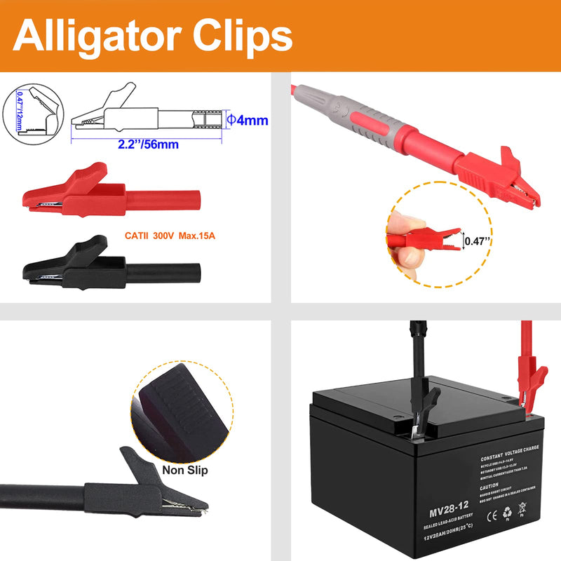 [Australia - AusPower] - Makeronics 11-in-1 Multimeter Test Lead Kit with Alligator Clips and Soft Case for Electronic Specialties Automotive Multimeter Voltmeter Clamp Meter | 2PCS Non-Destructive Back Probes 