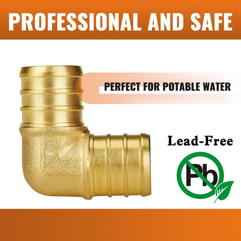 [Australia - AusPower] - Pex Fittings 3/4 Inch, SUNGATOR 10 PCS 3/4 Pex Elbow 90, 3/4" Pex Elbow Fittings Set, Pex Fittings 3/4 Inch for Pex Pipe, No Lead Brass, ASTM F1807 3/4" Elbow, 10pcs 