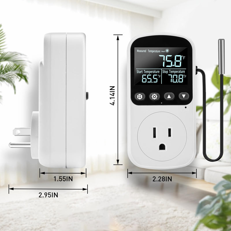 [Australia - AusPower] - Diymore 1800W Plug in Digital Thermostat Temperature Controller Electric RV Thermostat Outlet Heating Cooling Control Mode Timer 120V 15A -104 ℉~210 ℉ Greenhouse with Thermostat Pool Thermometer 