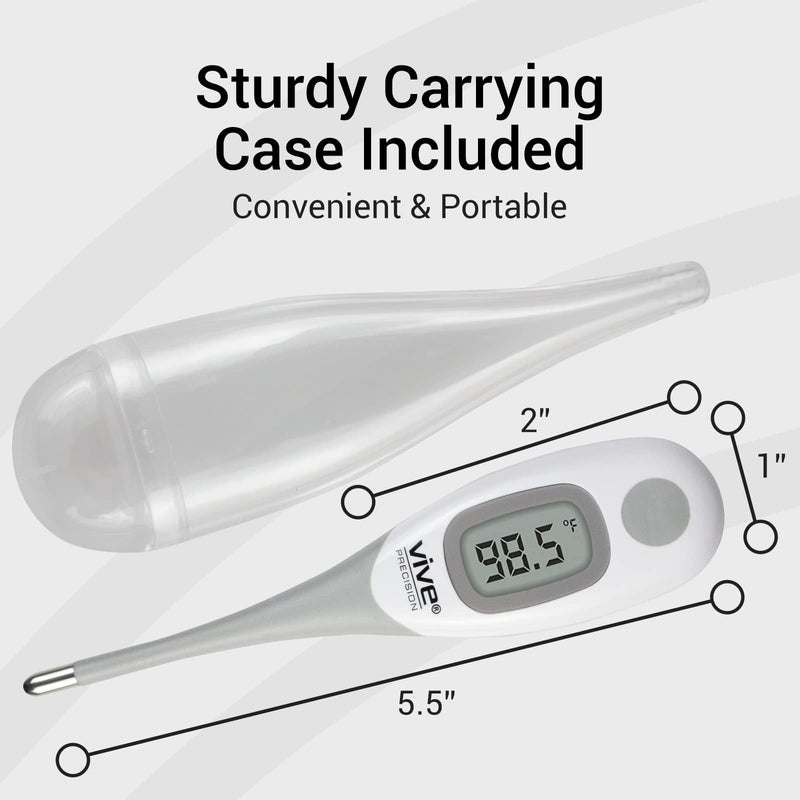 [Australia - AusPower] - Vive Precision Smart Oral Thermometer - Approved Medical Grade Body Temperature Reader for Adults, Babies - Digital Fever Monitor with App for Home Use, Under The Tongue, Armpit & Rectal 