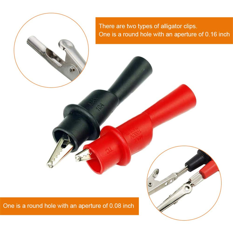 [Australia - AusPower] - 4PCS Silicone Alligator Clips Set, Professional 1000V 10A Alligator Clip Test Kit, Banana Test Lead Probe Clip, Test Extension Suitable Used in Laboratory Electric Testing Work and Cable Lead Clip 