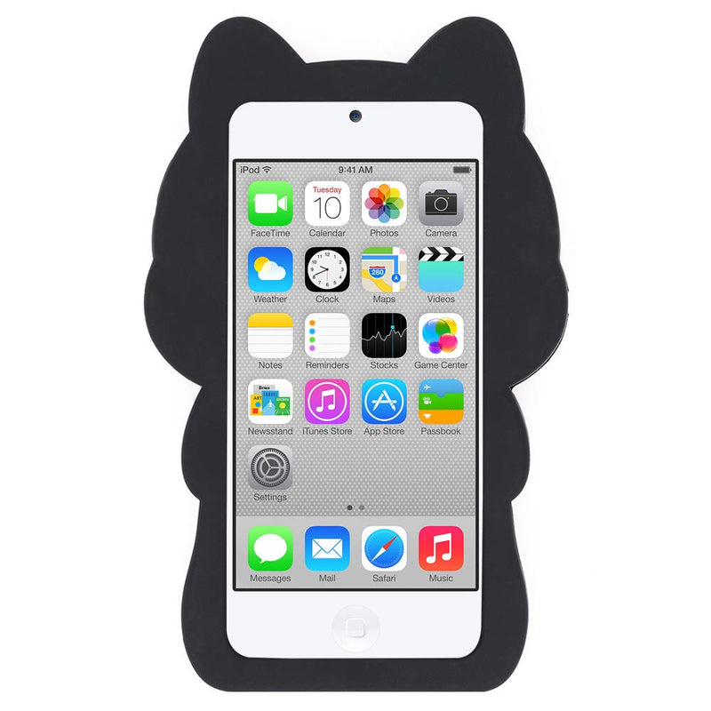[Australia - AusPower] - Cute iPod Touch 7 Case, iPod Touch 6 Case, iPod Touch 5 Case, Funny Kawaii 3D Cartoon Big Eye Black Cat Kitty Animals Soft Silicone Shockproof Cases Cover for Kids Child Girls Women Pocket Cat 