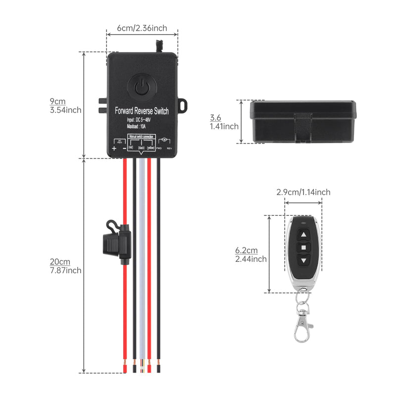 5V-48V 10A DC Motor Wireless Forward Reverse Remote Control Switch Linear Actuator Controller Winch Solenoid Relay Contactor, Forward and Reverse Control Switch
