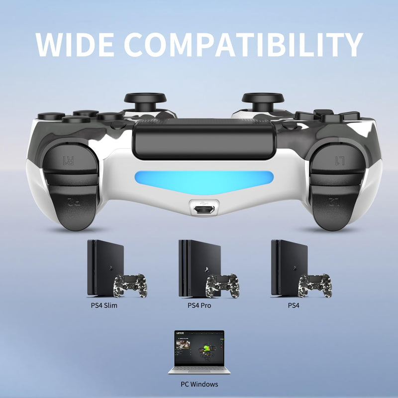 [Australia - AusPower] - 2 Pack Wireless PS4 Controller for Playstation 4/Slim/Pro with 1000mah Battery/Dual Vibration/Audio Jack/Six-axis Motion Sensor(Camouflage Grey and Camouflage Green) 