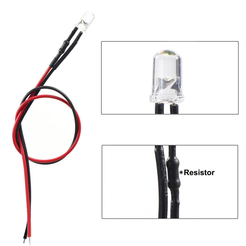 [Australia - AusPower] - Evemodel L125W Pack of 20 LED with Cable 5 mm White 12000 mcd 12 V 
