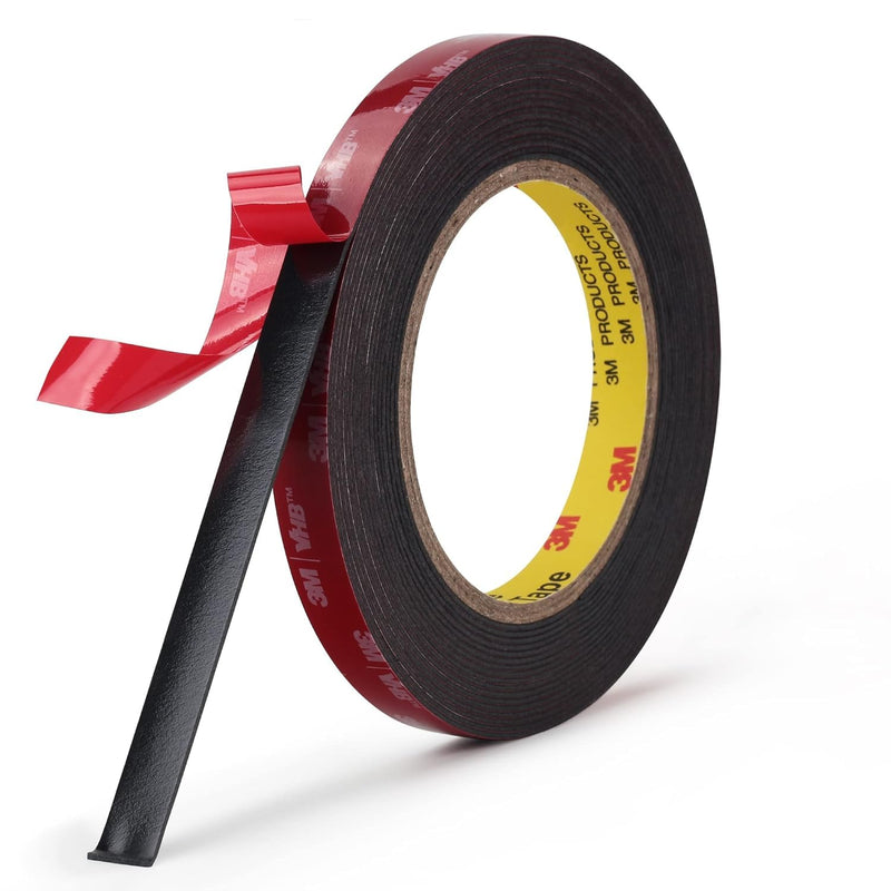3M Double Sided Mounting Tape 5925 Black Foam Tape High Bond Waterproof Heavy Duty Strong Adhesive Tape Thick 0.025 in Fastener Replace Décor Frame Logos 0.5" × 15ft 1