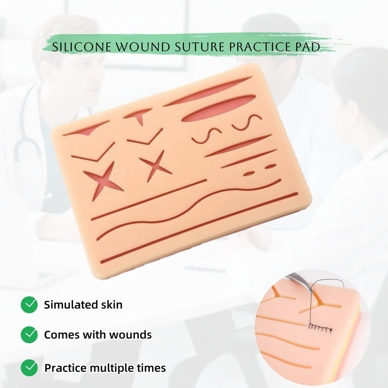 [Australia - AusPower] - Suture Practice Complete Kit for Medical Student,Suture Training Pad, Suturing Practice kit, Surgical Stitches Kits Suitable for Nursing,Medical Students(16 Wounds) 16 Wounds 