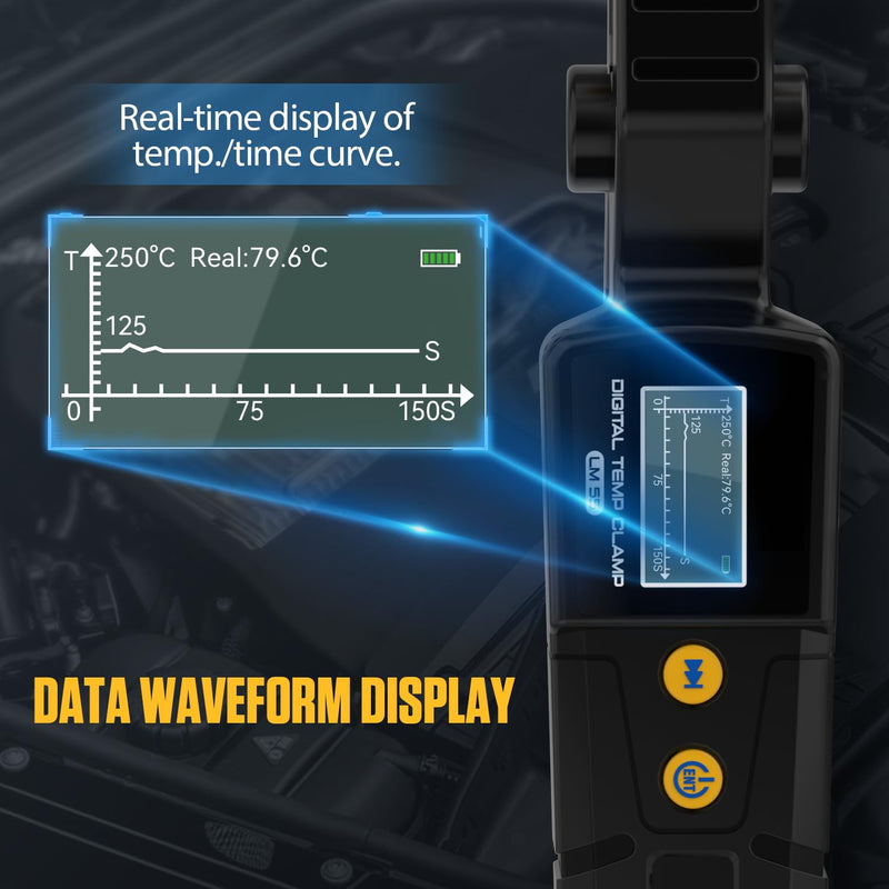 [Australia - AusPower] - Digital Temp Clamp,LM55 HVAC Temperature Clamp Meter,Clamp HVAC Thermometer with High Precision Sensor, Measurement Range of -20 to 150°C,Data Waveform Display 