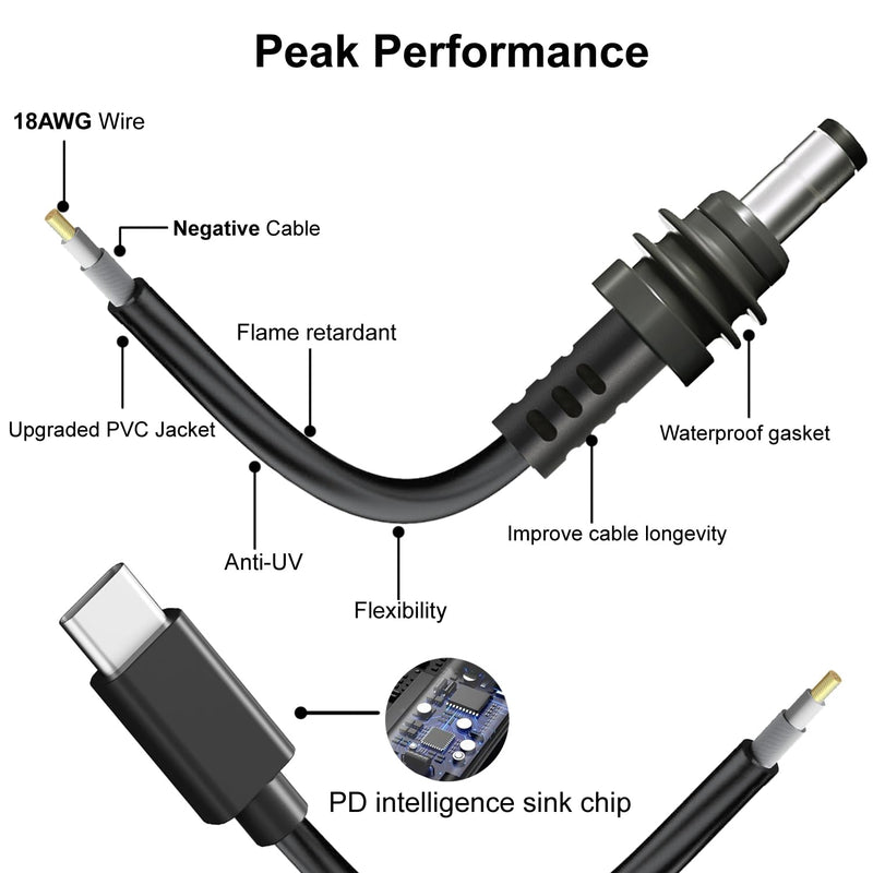 Starlink Mini USB C to DC Power Cable, 16.4ft Starlink Mini Type-C to DC Power Cable, PD 20V Type-C Input to DC Male Output Waterproof, Compatible 65W+ PD 20V Protocol Power Supply/Source (5M) 5M