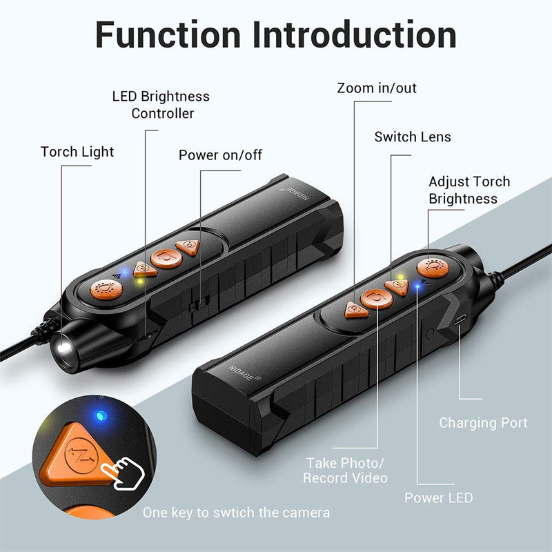 [Australia - AusPower] - 0.197inch Dual Lens Wireless Endoscope Camera, NIDAGE 5.0mm Ultra-Slim Automotive Inspection Camera with 7 LEDs, 1080P Dual Lens Borescope Waterproof for Android & iOS Smartphone Tablet(5FT) 5FT 
