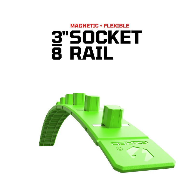 EZRED FSR38-G 3/8" Flexible Magnetic Socket Holder Rail, Green 13 Sockets