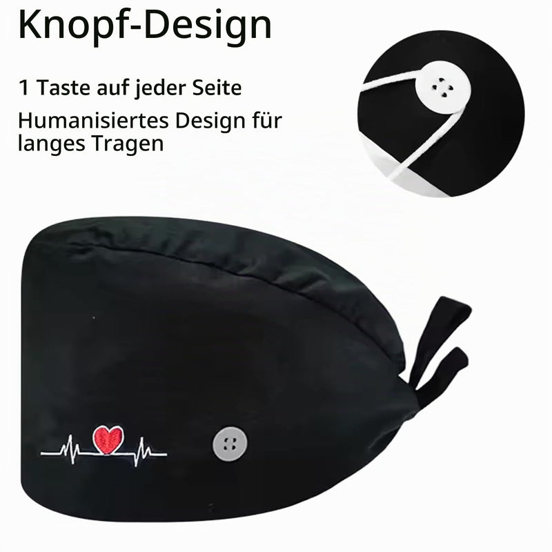 Pack of 2 Unisex Surgical Caps, Cotton | Lightweight and Comfortable, with Button and Sweatband, Adjustable Fit, Surgical Headwear for Doctors, Nurses, Dentists, and Clinics (A) a