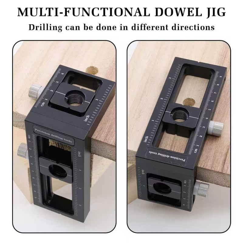 [Australia - AusPower] - Upgraded 2-in-1 Drill Guide Positioning Clamp, Self Centering Drill Clamp, Graduated Metal Woodworking Tool with 8 Drill Bushings 3-10mm, Vertical Multi Angle Drill Jig for Straight Holes Black 